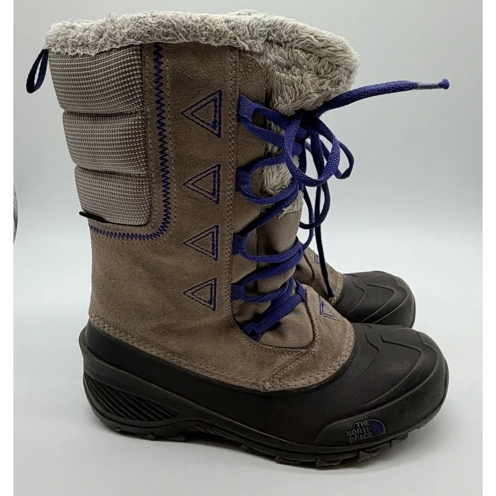 The North Face Shellista Lace II Boot Atmosphere Grey Blue Iris Girl's Sz 5 Snow